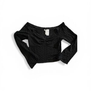 Full Tilt Black Textured Blouse